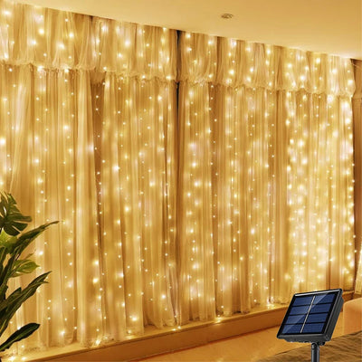 Rideau Lumineux Solaire LED Fil de Cuivre Extérieur