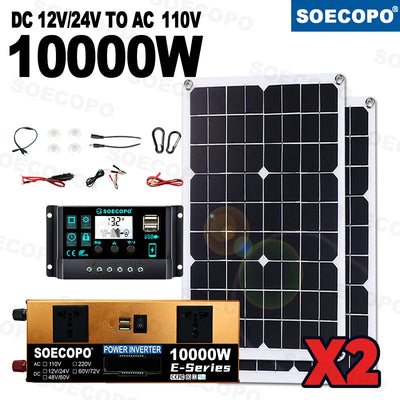 Kit Solaire Complet 10000W Panneaux 2x500W Onduleur – installation facile et portable