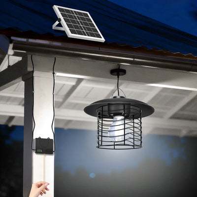 Lampe Solaire Suspendue Vintage Fer 3 Modes IP65 Abri Jardin