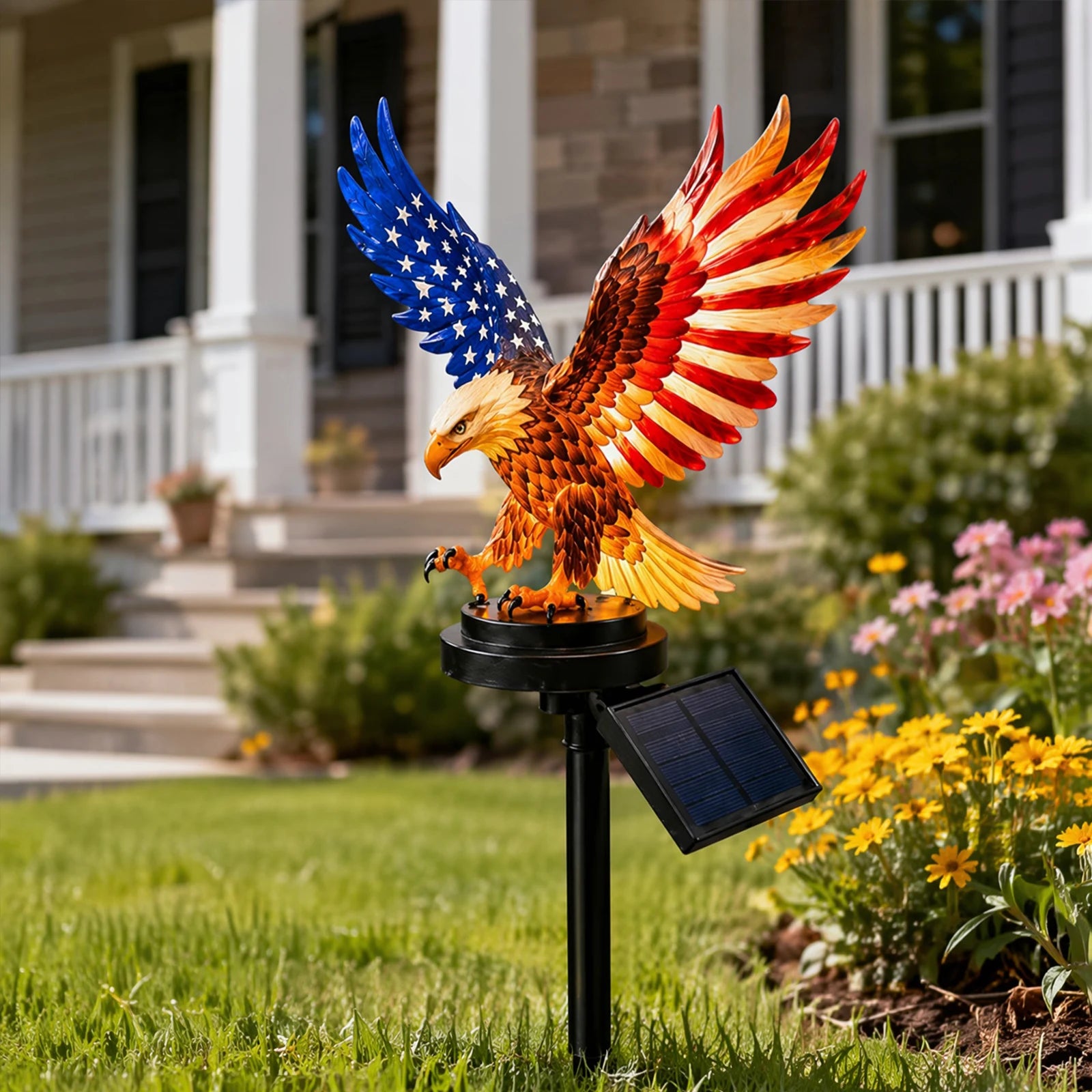 Statue Solaire Aigle Lumineuse pour Jardin et Pelouse
