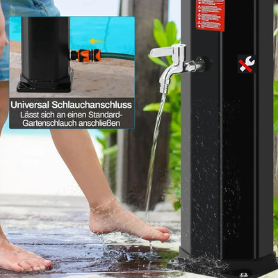 Douche Solaire Extérieure 60 L Autoportante avec Lave-Pieds