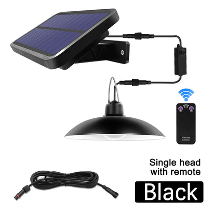 Lampe Solaire Suspendue Double Tête LED Extérieur Camping Jardin