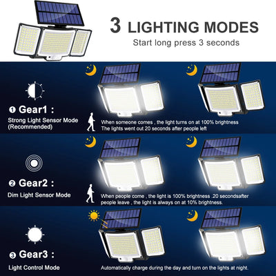 Réverbère Solaire LED 328 Capteur PIR Télécommande