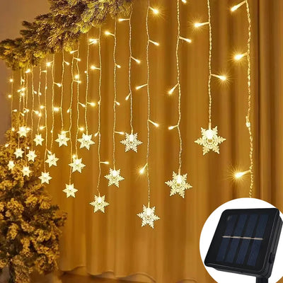 Rideau Lumineux Solaire Flocons et Glaçons LED Noël