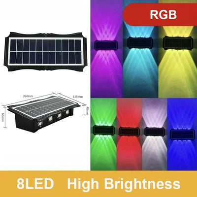 Applique Murale Solaire Extérieur Bidirectionnelle RGB Blanc Chaud 4 à 8 LED
