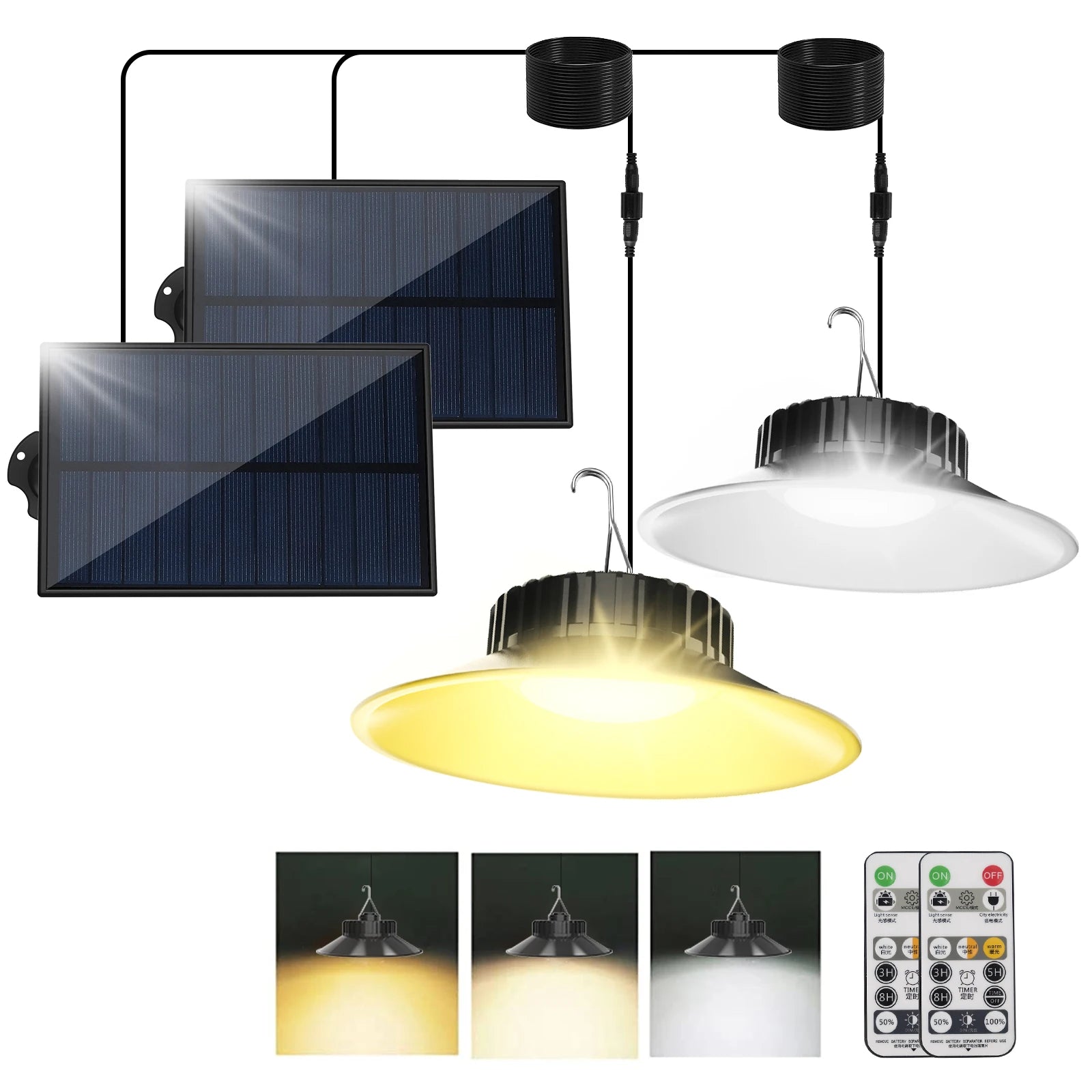 Lampe solaire suspendue avec télécommande pour terrasse