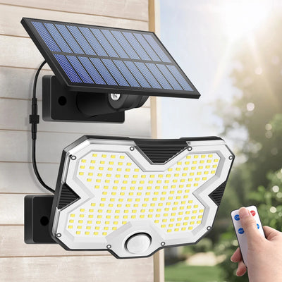 Lampe Murale Solaire 180 LED 3 Modes IP65 Panneau Séparé