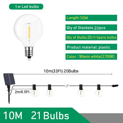 Guirlande Solaire Extérieur Guinguette Ampoules G40 LED