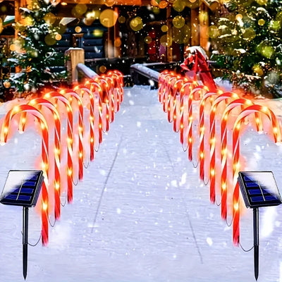 Balise Solaire Canne à Sucre LED Étanche Allée de Noël