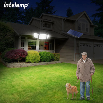 Lampe Solaire 6000mAh 1200LM 3 Têtes Double Capteur