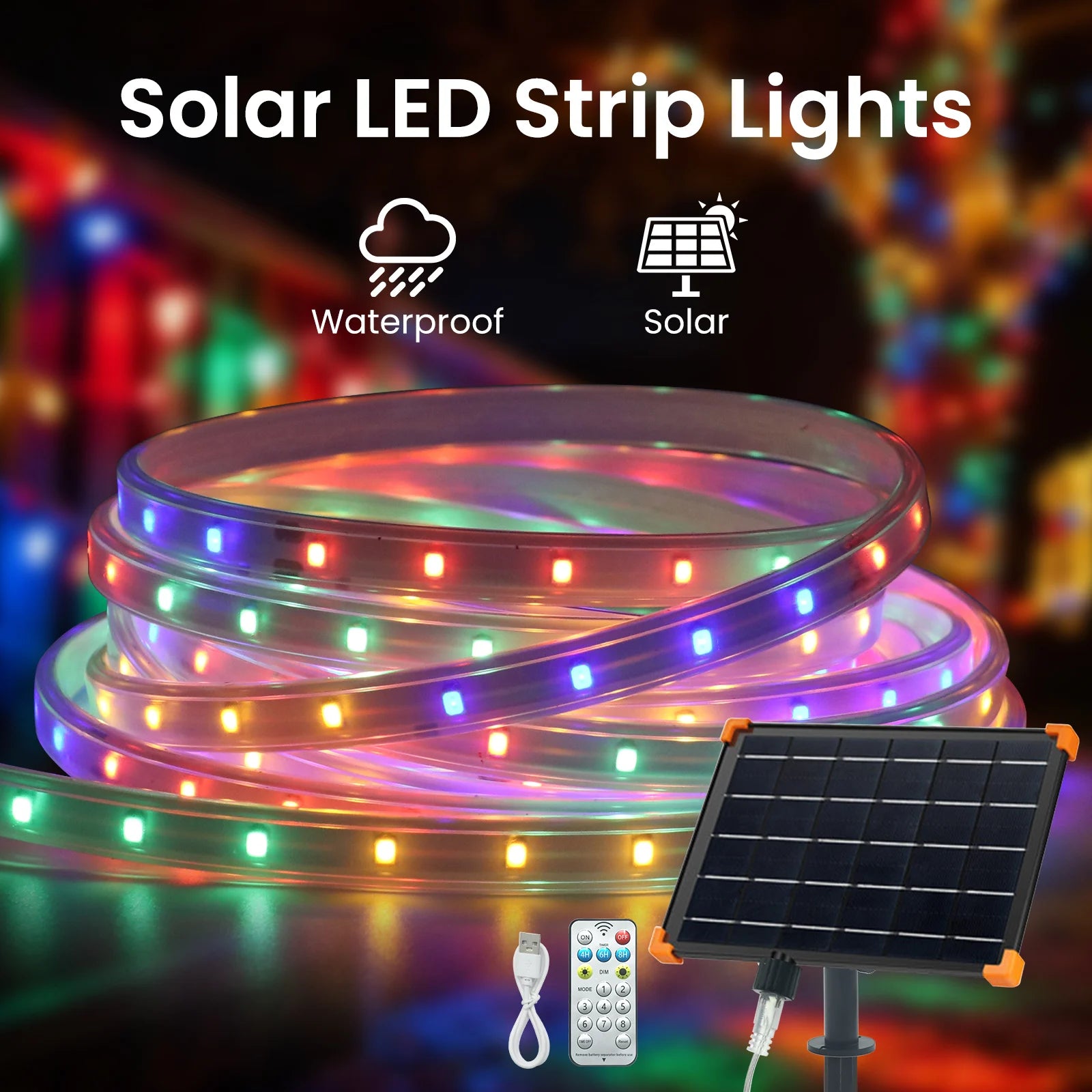 Ruban LED solaire SMD2835 étanche pour extérieur