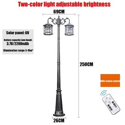 Lampadaire Solaire de Jardin 2 Tetes 2,5 m