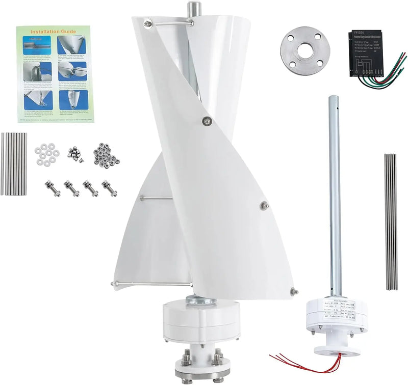 Éolienne Verticale 100W 2 Pales Faible Bruit pour Maison
