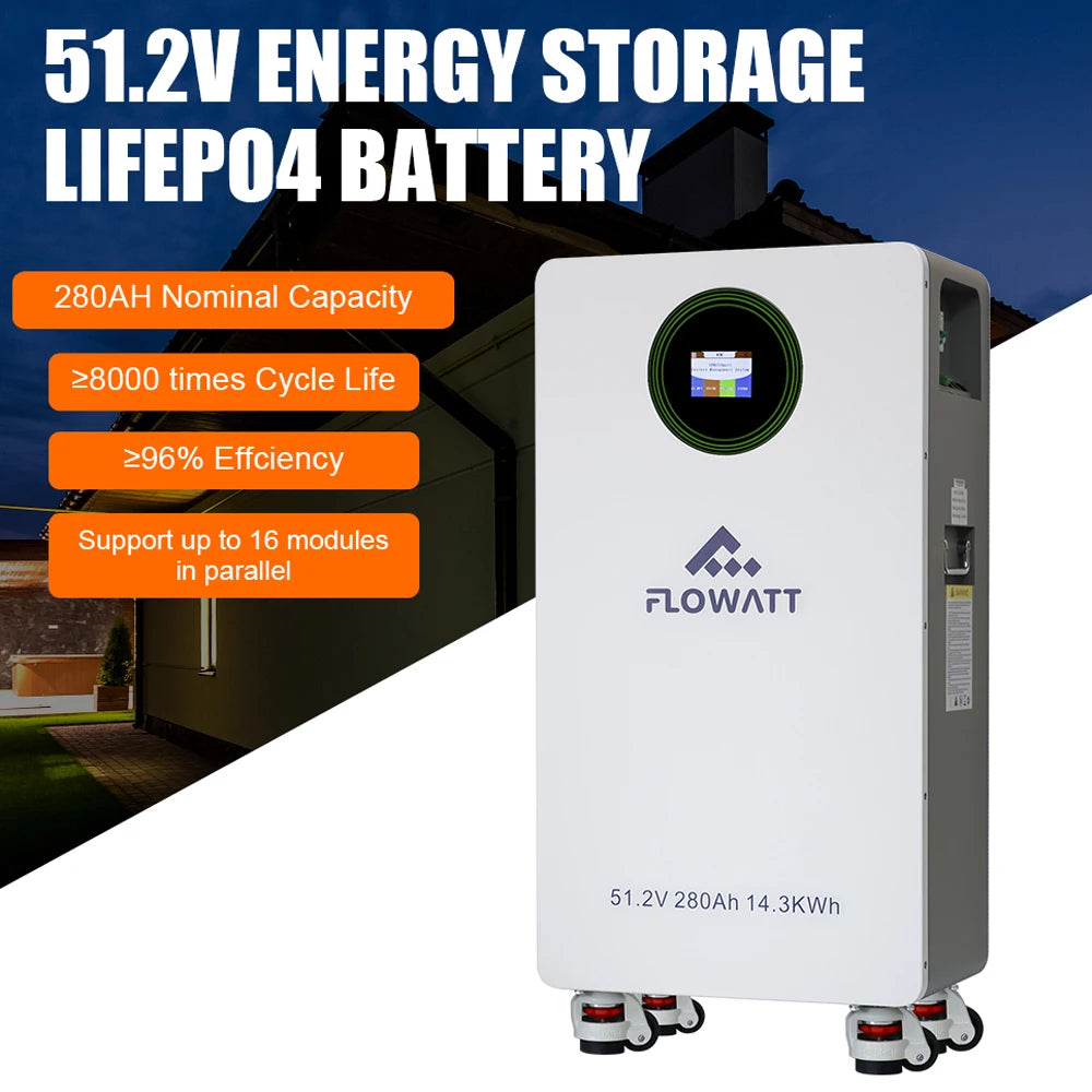 Batterie Solaire LiFePO4 48V 280Ah 14,3 kWh – écran de contrôle et indicateurs