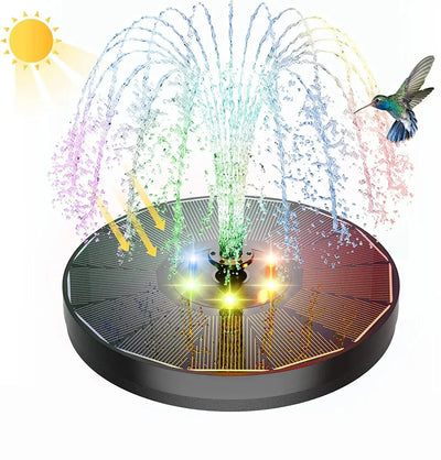 Fontaine Solaire Flottante LED avec Batterie 1200 mAh et 9 Buses