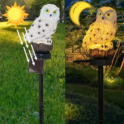 Lampe Solaire Hibou de Pelouse LED Étanche