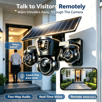 Caméra de Surveillance Solaire DIFANG 4G 8K 3 Objectifs