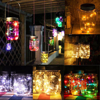 Guirlande Solaire Couvercle Bocal LED Étanche Fée Jardin