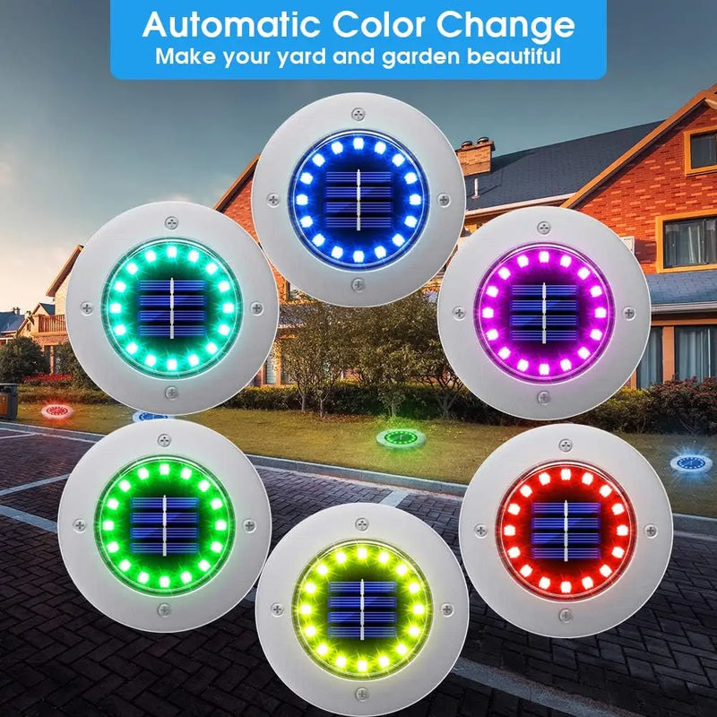 Spot solaire enterré LED RGB multicolore pour jardin