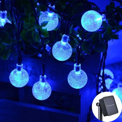 Guirlande Solaire Extérieur Globe Cristal 60 LED, 8 Modes IP65