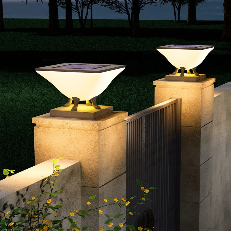 Lampe Solaire de Pilier Moderne d'Extérieur