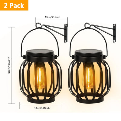 Lanterne Solaire Suspendue Métal Ampoule Edison Extérieur