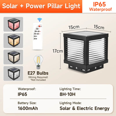 Lampe Solaire de Pilier avec Télécommande