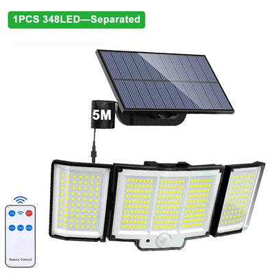 Projecteur Solaire 3 Têtes Détecteur Mouvement Étanche Jardin