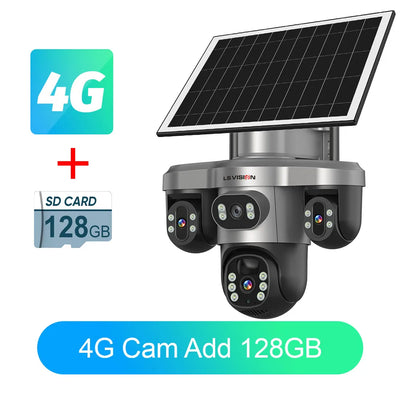 Caméra Solaire 4G WiFi 3 Objectifs 4K Extérieure