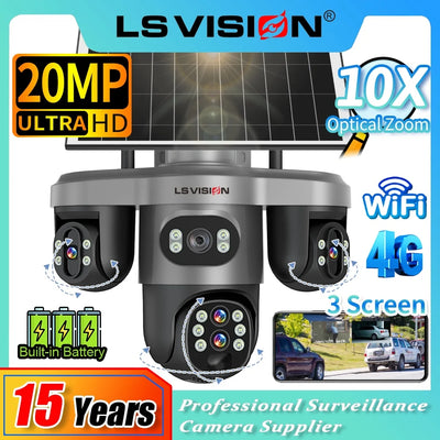 Caméra Solaire 4G 4 Objectifs Zoom 10X