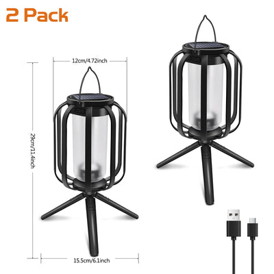 Lanterne Solaire Effet Flamme USB Étanche IP65 Camping