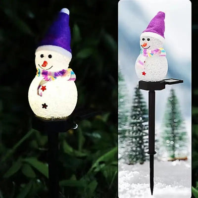Piquet Solaire Bonhomme de Neige 62 LED Étanche Noël