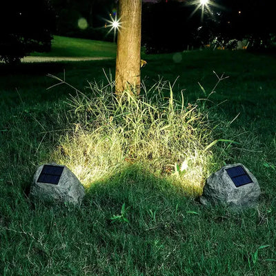 Lampe Solaire LED Imitation Pierre Étanche Jardin Pelouse Patio