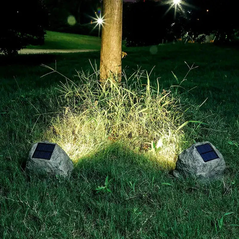 Lampe solaire LED imitation pierre pour jardin
