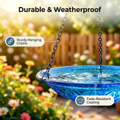 Fontaine Solaire Suspendue Bol en Verre avec Crochet