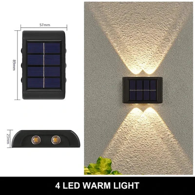 Applique Murale Solaire Extérieur Éclairage Haut et Bas Blanc Chaud Étanche