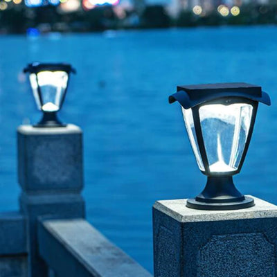 Borne Solaire de Pilier LED Étanche Jardin