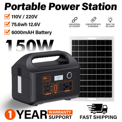 Station d'Énergie Solaire Portable 150W