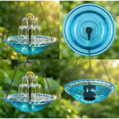 Fontaine Solaire Suspendue Bol en Verre avec Crochet