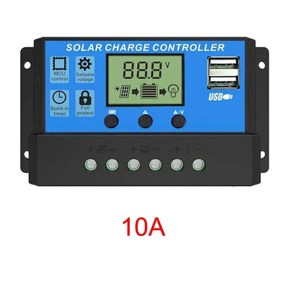 Régulateur Solaire 10A à 100A LCD Double Port USB