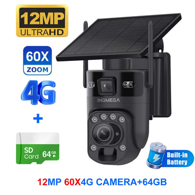 Caméra de Surveillance Solaire INQMEGA 4G 12MP Zoom Optique 60X