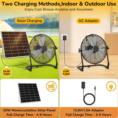Ventilateur de Sol Solaire Portable 30cm Rechargeable