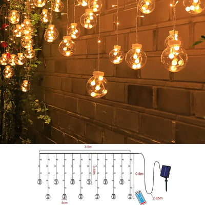 Rideau Lumineux Solaire 12 Globes avec Télécommande Noël
