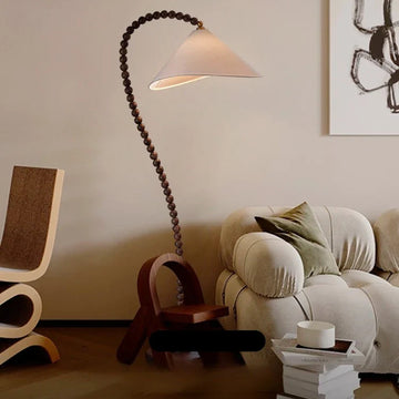 Lampadaire Solaire en Bois Style Rétro