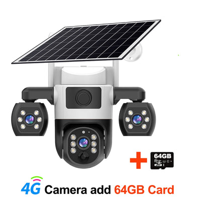 Caméra Solaire 4G Triple Objectif Extérieure
