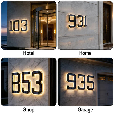 Numéro de Maison Solaire LED Rétroéclairé 12 cm Étanche