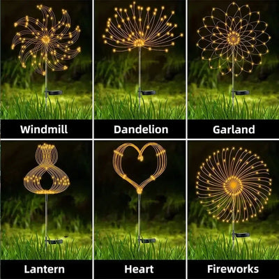 Lampe Solaire Extérieur Feu d'Artifice 60 LED Pissenlit