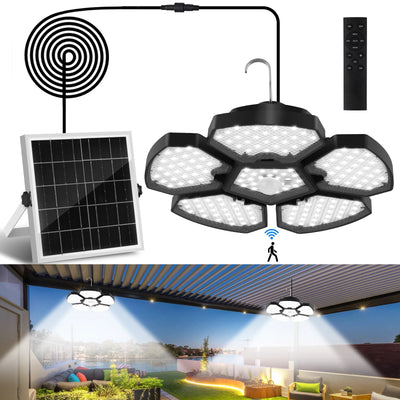 Lampe Solaire Suspendue 156 LED Télécommande Grange Garage