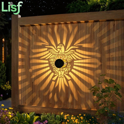 Lampe solaire décorative en métal motif aigle ou papillon pour jardin
