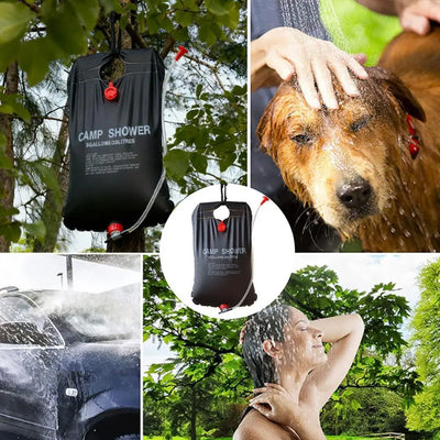 Sac de Douche Solaire 20 L avec Tuyau et Pulvérisateur